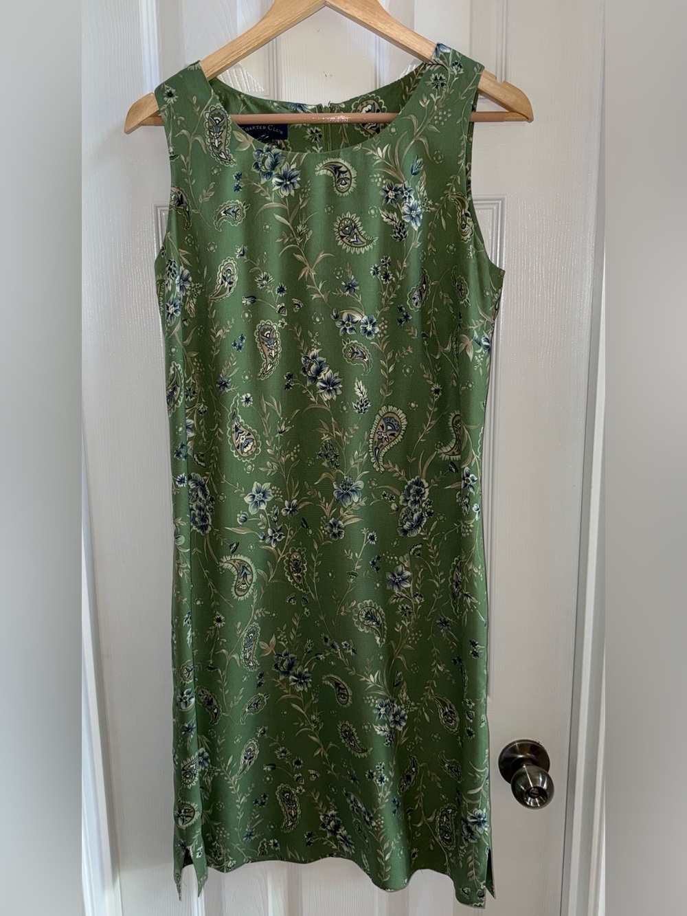 Floral Fairy Silk Sleeveless Midi Dress 10 Green Summer Vacation Chic Ethereal